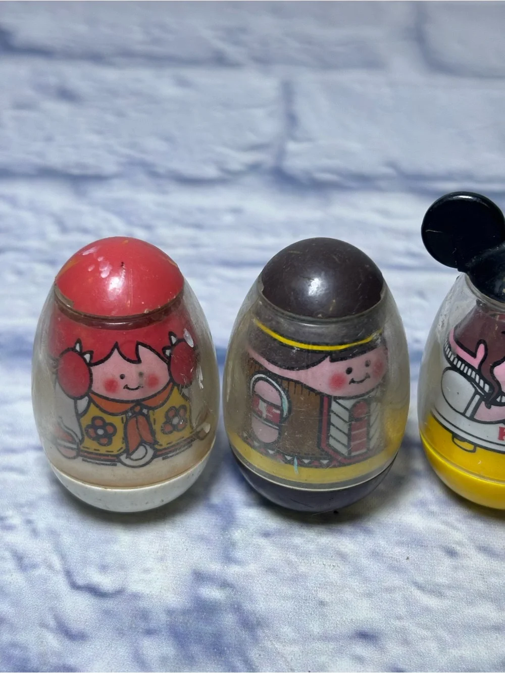 Vintage 70 80s Weeble Wobbles Mickey Mouse Club House Weebles Mickey Billy Karen